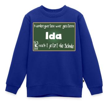 Ida rockt jetzt die Schule Kindershirt - Kinder Premium Organic Sweatshirt - Royalblau - Vorne - AI Model Kid Female (0cm)