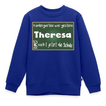 Theresa rockt jetzt die Schule Kindershirt - Kinder Premium Organic Sweatshirt - Royalblau - Vorne - AI Model Kid Female (0cm)