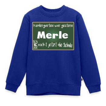 Merle rockt jetzt die Schule Kindershirt - Kinder Premium Organic Sweatshirt - Royalblau - Vorne - AI Model Kid Female (0cm)