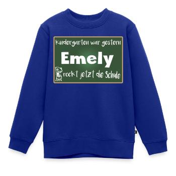Emely rockt jetzt die Schule Kindershirt - Kinder Premium Organic Sweatshirt - Royalblau - Vorne - AI Model Kid Female (0cm)