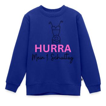 Hurra Schulkind - Kinder Premium Organic Sweatshirt - Royalblau - Vorne - AI Model Kid Female (0cm)