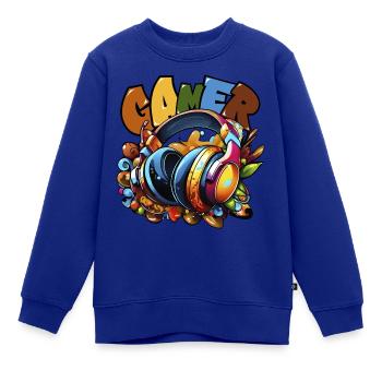 Gamer Headphone Spielkonsole Multiplayer - Kinder Premium Organic Sweatshirt - Royalblau - Vorne - AI Model Kid Female (0cm)