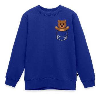 Bär Brusttasche Braunbär Teddybär - Kinder Premium Organic Sweatshirt - Royalblau - Vorne - AI Model Kid Female (0cm)