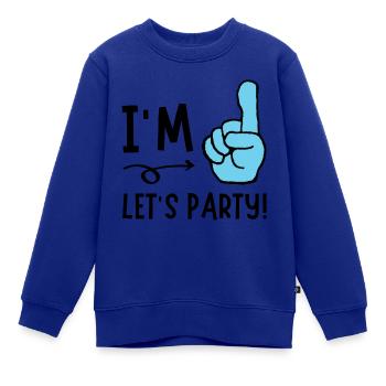 Ich bin einer, lass uns feiern - Kinder Premium Organic Sweatshirt - Royalblau - Vorne - AI Model Kid Female (0cm)