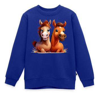 Pferdeshirt Pferde Reiten Comic Wallach Mädchen - Kinder Premium Organic Sweatshirt - Royalblau - Vorne - AI Model Kid Female (0cm)