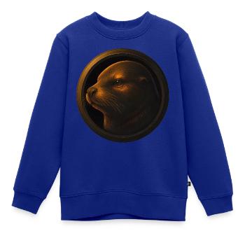 Robbe in Emblem - Tierportrait im Tattoo-Stil - Kinder Premium Organic Sweatshirt - Royalblau - Vorne - AI Model Kid Female (0cm)