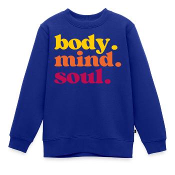 Body Mind Soul - Für alle "in Einklang-Bringer" - Kinder Premium Organic Sweatshirt - Royalblau - Vorne - AI Model Kid Female (0cm)