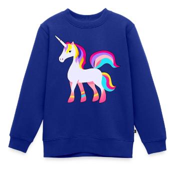 buntes Unicorn - Kinder Premium Organic Sweatshirt - Royalblau - Vorne - AI Model Kid Female (0cm)