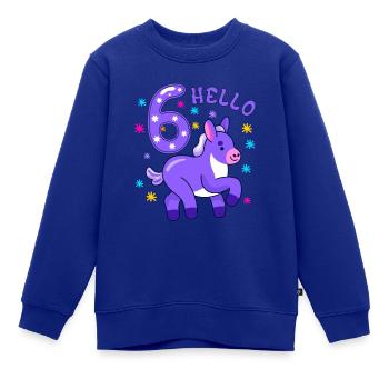 Hallo Sechs Esel, sechster Geburtstag, 6. Geburtstag - Kinder Premium Organic Sweatshirt - Royalblau - Vorne - AI Model Kid Female (0cm)