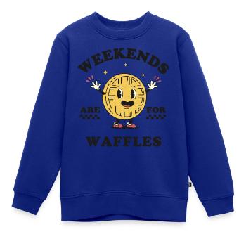 Wochenenden sind für Waffeln - Kinder Premium Organic Sweatshirt - Royalblau - Vorne - AI Model Kid Female (0cm)