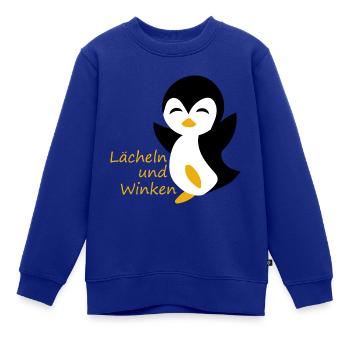 Pinguin Lächeln und Winken - Kinder Premium Organic Sweatshirt - Royalblau - Vorne - AI Model Kid Female (0cm)
