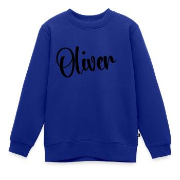 Vorname - Oliver - Kinder Premium Organic Sweatshirt - Royalblau - Vorne - AI Model Kid Female (0cm)
