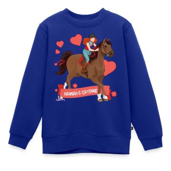 Schleich Horse Club Hannah & Cayenne reiten aus - Kinder Premium Organic Sweatshirt - Royalblau - Vorne - AI Model Kid Female (0cm)