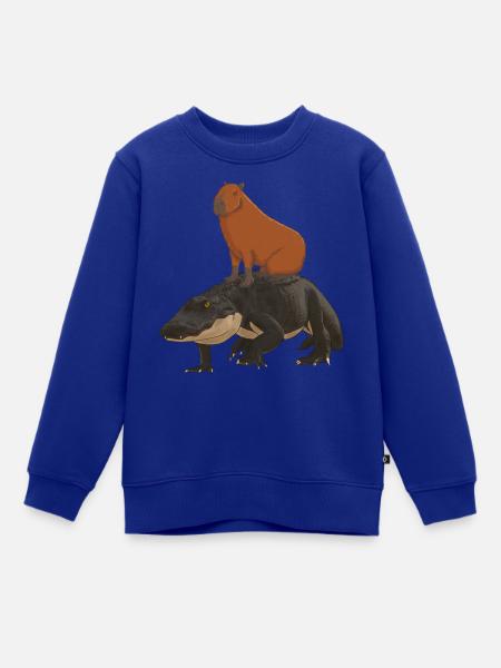 Capybara auf Alligator - Kinder Premium Organic Sweatshirt - Royalblau