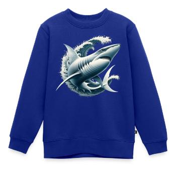 Hai Raubfisch - Kinder Premium Organic Sweatshirt - Royalblau - Vorne - AI Model Kid Female (0cm)