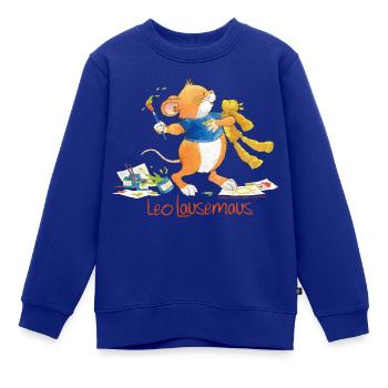 Leo Lausemaus Malen mit Teddy - Kinder Premium Organic Sweatshirt - Royalblau - Vorne - AI Model Kid Female (0cm)