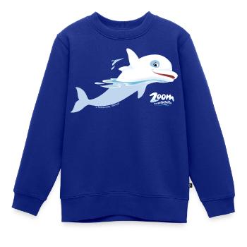 Zoom Der Weiße Delfin Winkt Aus Dem Wasser - Kinder Premium Organic Sweatshirt - Royalblau - Vorne - AI Model Kid Female (0cm)
