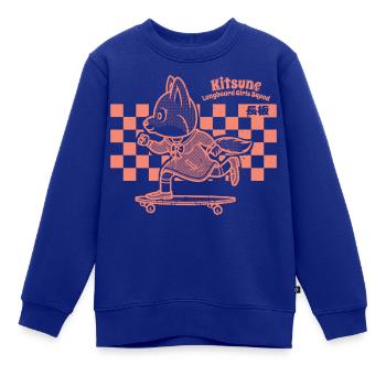 Skating Fox Girl Japan Style - Kinder Premium Organic Sweatshirt - Royalblau - Vorne - AI Model Kid Female (0cm)