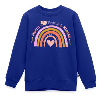 Erste Klasse - Kinder Premium Organic Sweatshirt - Royalblau - Vorne - AI Model Kid Female (0cm)