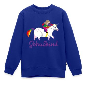 Schulkind Einhorn - Kinder Premium Organic Sweatshirt - Royalblau - Vorne - AI Model Kid Female (0cm)