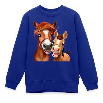 Pferd Reiten Reitsport Fohlen Geschenk süße Pferde - Kinder Premium Organic Sweatshirt - Royalblau - Vorne - AI Model Kid Female (0cm)