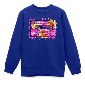 Kassette (Retro, Farbkleckse) - Kinder Premium Organic Sweatshirt - Royalblau - Vorne - AI Model Kid Female (0cm)