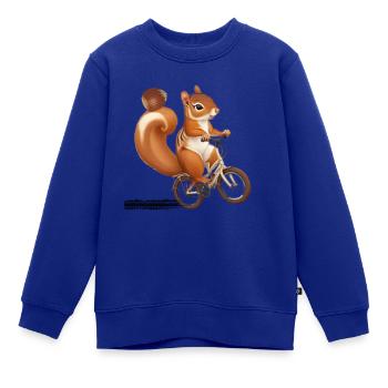 niedliches Eichhörnchen auf dem Fahrrad - Kinder Premium Organic Sweatshirt - Royalblau - Vorne - AI Model Kid Female (0cm)