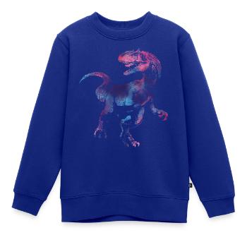 T-Rex World Dinosaurier Velociraptor Space Design - Kinder Premium Organic Sweatshirt - Royalblau - Vorne - AI Model Kid Female (0cm)