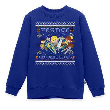 Playmobil Novelmore Festive Adventures Ugly Xmas - Kinder Premium Organic Sweatshirt - Royalblau - Vorne - AI Model Kid Female (0cm)