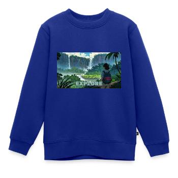 Explore Jungle - Kinder Premium Organic Sweatshirt - Royalblau - Vorne - AI Model Kid Female (0cm)