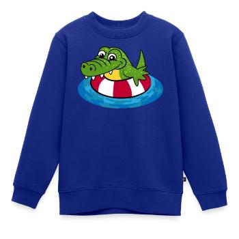 Rocco das Kroko - Kinder Premium Organic Sweatshirt - Royalblau - Vorne - AI Model Kid Female (0cm)