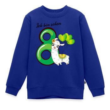 Achter Geburtstag Ich bin schon acht Jahre - Kinder Premium Organic Sweatshirt - Royalblau - Vorne - AI Model Kid Female (0cm)