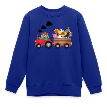 Traktor mit Tieren Babykleidung Kinderkleidung - Kinder Premium Organic Sweatshirt - Royalblau - Vorne - AI Model Kid Female (0cm)