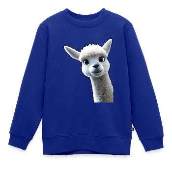 neugieriges Alpaka - Kinder Premium Organic Sweatshirt - Royalblau - Vorne - AI Model Kid Female (0cm)