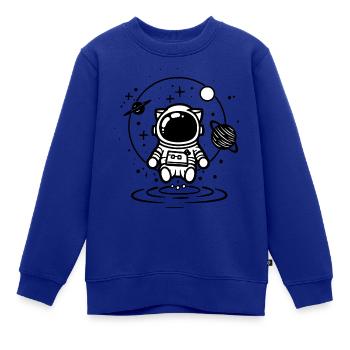 katze astronaut Weltraum - Kinder Premium Organic Sweatshirt - Royalblau - Vorne - AI Model Kid Female (0cm)