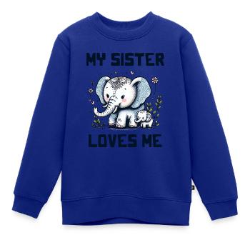 My Sister Loves Me - Baby Sayings - Meine Schweste - Kinder Premium Organic Sweatshirt - Royalblau - Vorne - AI Model Kid Female (0cm)