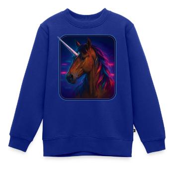 Amerikanisches Wildpferd als Einhorn - Kinder Premium Organic Sweatshirt - Royalblau - Vorne - AI Model Kid Female (0cm)