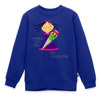 Schulkind - Kinder Premium Organic Sweatshirt - Royalblau - Vorne - AI Model Kid Female (0cm)