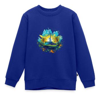 Windrad Windräder Umweltschutz - Kinder Premium Organic Sweatshirt - Royalblau - Vorne - AI Model Kid Female (0cm)