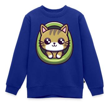 Kawaii Katze Design 1 - Kinder Premium Organic Sweatshirt - Royalblau - Vorne - AI Model Kid Female (0cm)
