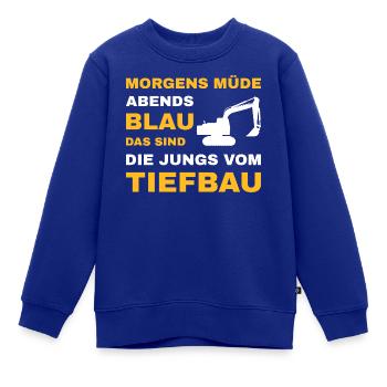 Tiefbau Tiefbauer Straßenbau Bagger Fahrer baggern - Kinder Premium Organic Sweatshirt - Royalblau - Vorne - AI Model Kid Female (0cm)