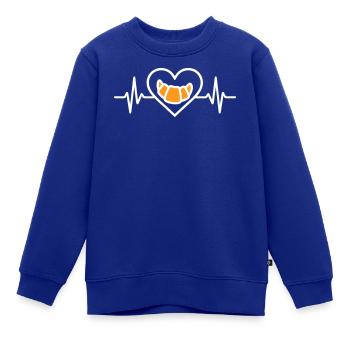 Croissant Cœur Petit Déjeuner Gourmand - Sweat Premium enfant bio - bleu roi - Devant - AI Model Kid Female (0cm)