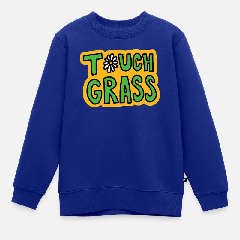 Retro "Touch Grass" Gänseblümchen - Kinder Premium Organic Sweatshirt - Royalblau