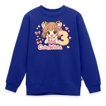 Cute Wild & 3 Leopard Girl Theme - Kinder Premium Organic Sweatshirt - Royalblau - Vorne - AI Model Kid Female (0cm)