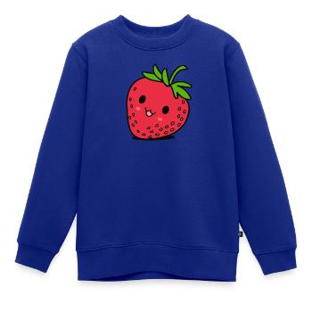 Rote Erdbeere mit Gesicht - Kinder Premium Organic Sweatshirt - Royalblau - Vorne - AI Model Kid Female (0cm)