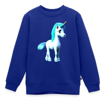 Einhorn blaue Mähne blauer Schweif - Kinder Premium Organic Sweatshirt - Royalblau - Vorne - AI Model Kid Female (0cm)