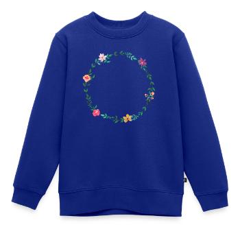 Schlichter Blumenkranz personalisierbar - Kinder Premium Organic Sweatshirt - Royalblau - Vorne - AI Model Kid Female (0cm)