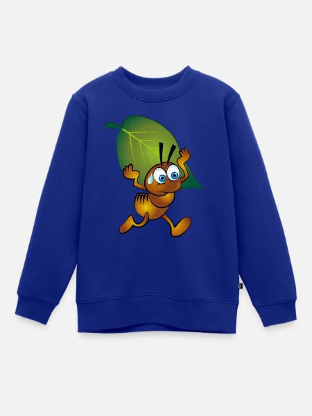 Ameise mit Blatt - Kinder Premium Organic Sweatshirt - Royalblau