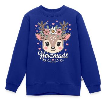 Herzmadl niedliches Hirsch Mädchen Trachten Ersatz - Kinder Premium Organic Sweatshirt - Royalblau - Vorne - AI Model Kid Female (0cm)