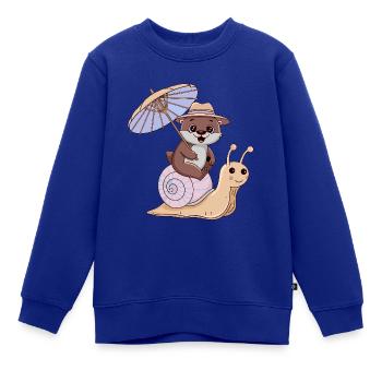 Lustiger Otter mit Sonnenschirm sitzt auf Schnecke - Kinder Premium Organic Sweatshirt - Royalblau - Vorne - AI Model Kid Female (0cm)